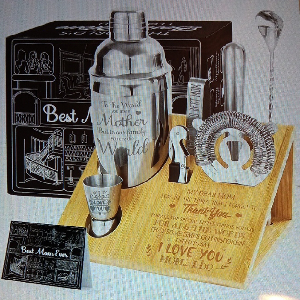 Best Mom Ever Premium Cocktail Shaker Set - Mother's Day Or Birthday Gift